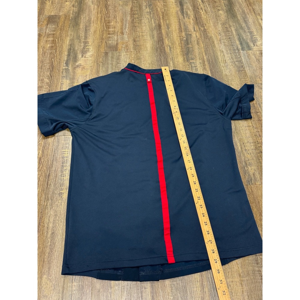 Chick-fil-A Oobe Team Style Employee Uniform Shirt Navy Blue Red Mens Medium - Picture 10 of 16